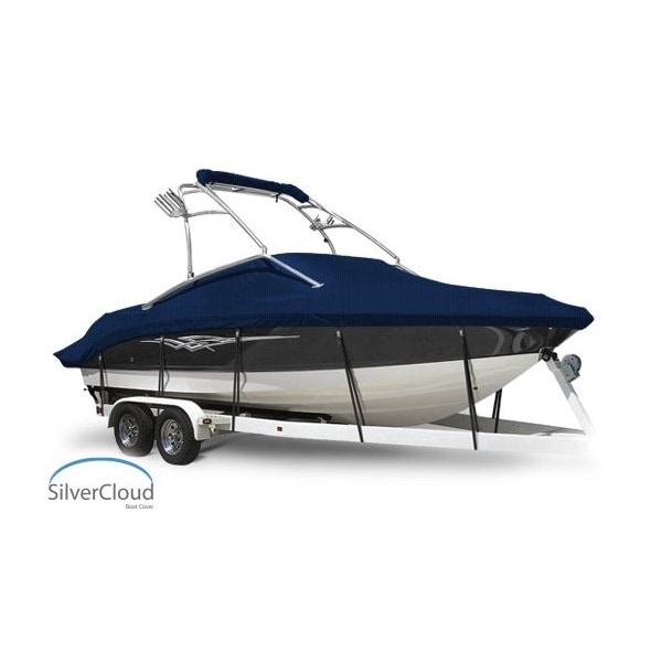 Eevelle Silvercloud Boat Cover V HULL RUNABOUT Ski Tower w/Outboard 20' 6in. L 102in. W Navy SCVSKT20102B-NVY - main